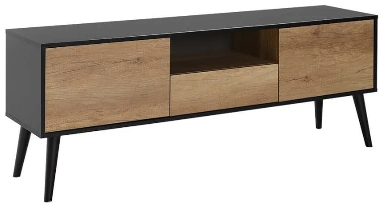 Έπιπλο τηλεόρασης Style Megapap από μελαμίνη χρώμα μαύρο - tori 160x41x58εκ.