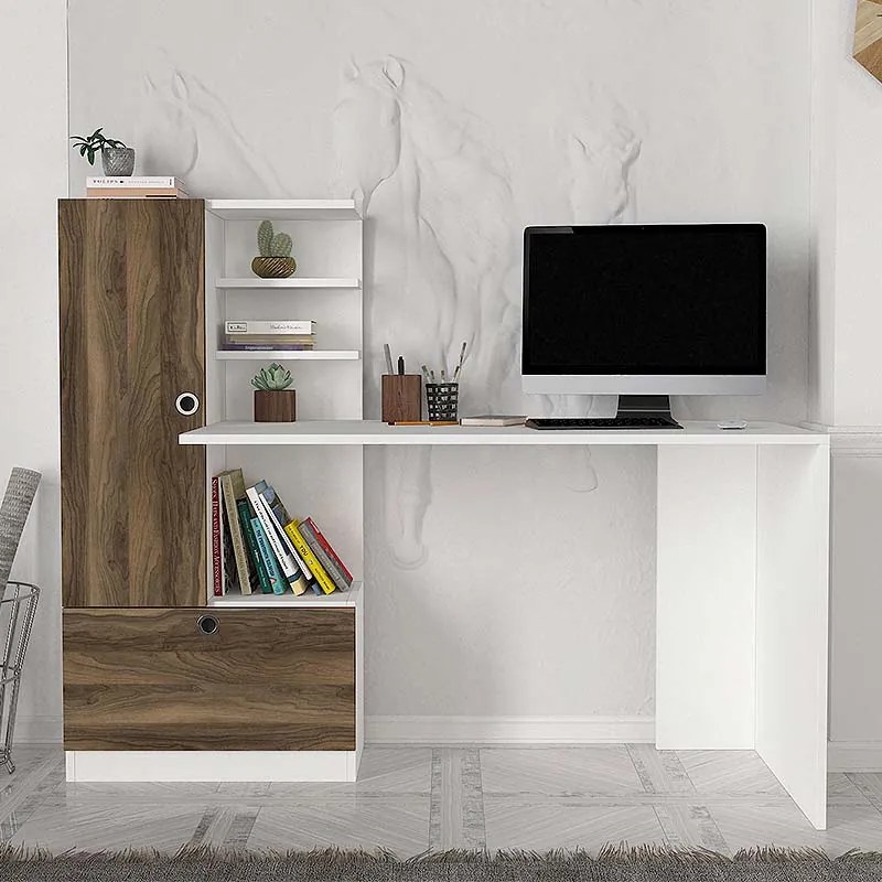 ΓΡΑΦΕΙΟ ΕΡΓΑΣΙΑΣ DOMINGO MEGAPAP ΧΡΩΜΑ ΛΕΥΚΟ - ΚΑΡΥΔΙ 149,5X60X120ΕΚ.