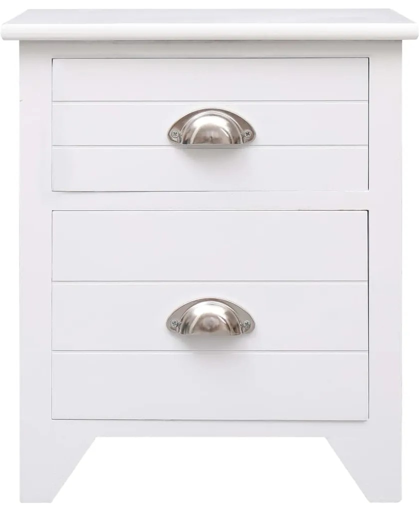 vidaXL Κομοδίνο Λευκό 38 x 28 x 45 εκ. από Ξύλο Παυλώνιας
