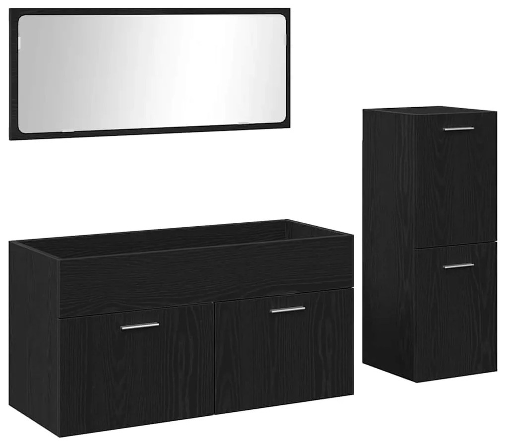 vidaXL Σειρά επίπλων μπάνιου 3 pcs Μαύρη Οξυά 90 x 38.5 x 46 cm