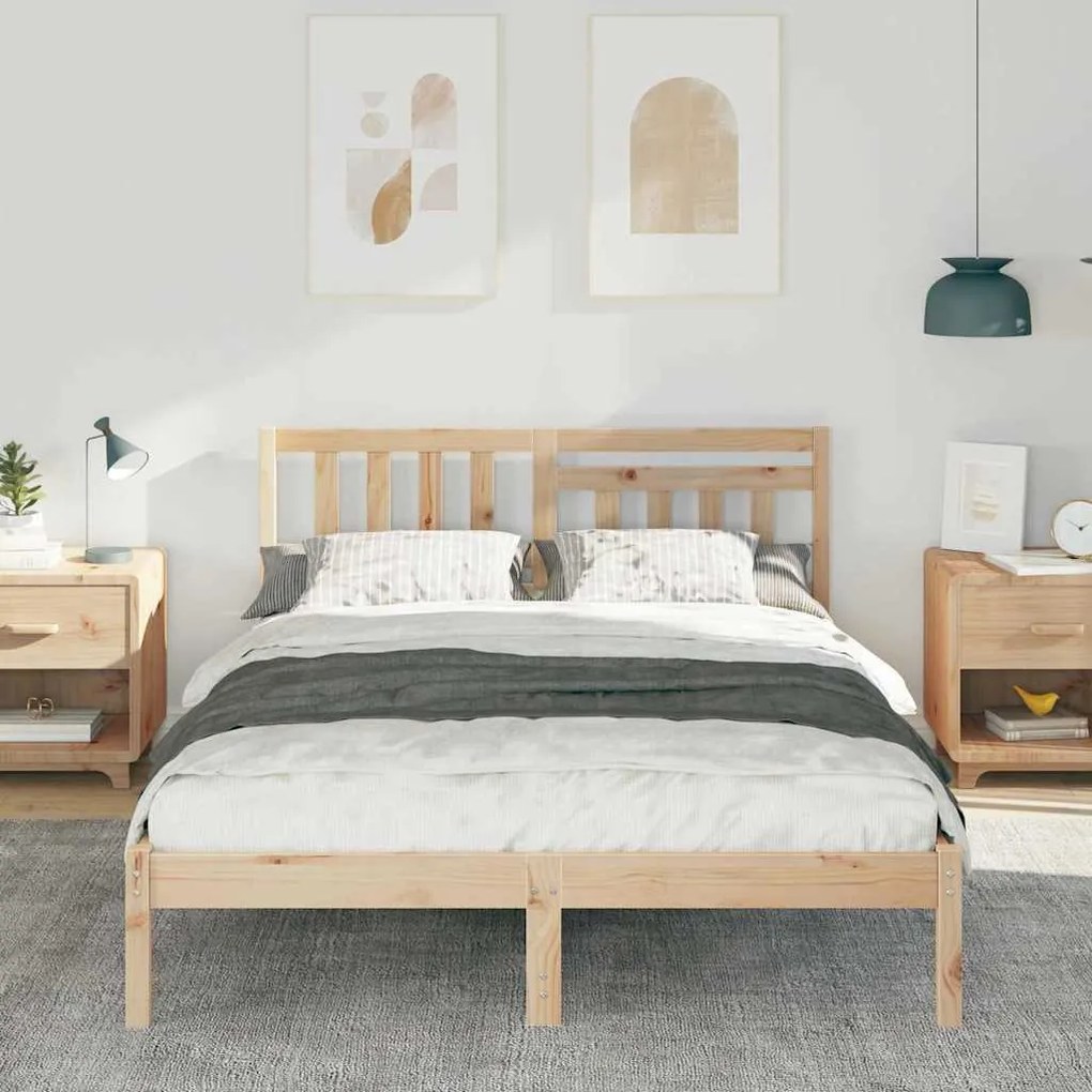 vidaXL Σκελετός Κρεβατιού Καφέ 120 x 200 cm Μασίφ ξύλο πεύκου