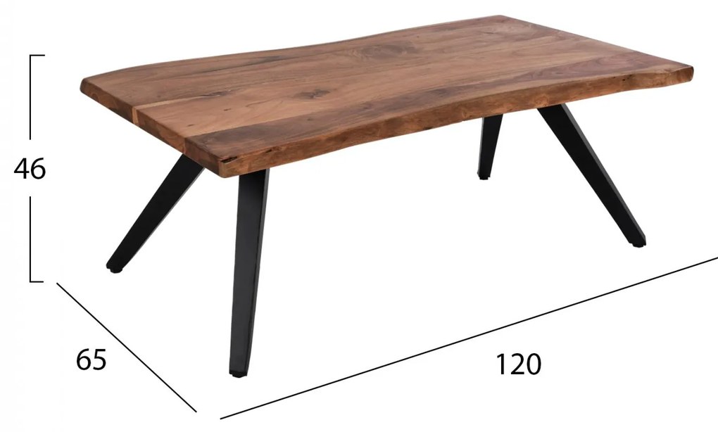 Τραπεζάκι σαλονιού JOSINA Μασίφ Ξύλο Ακακίας 120x65x46Υεκ. 120x65x46 εκ.