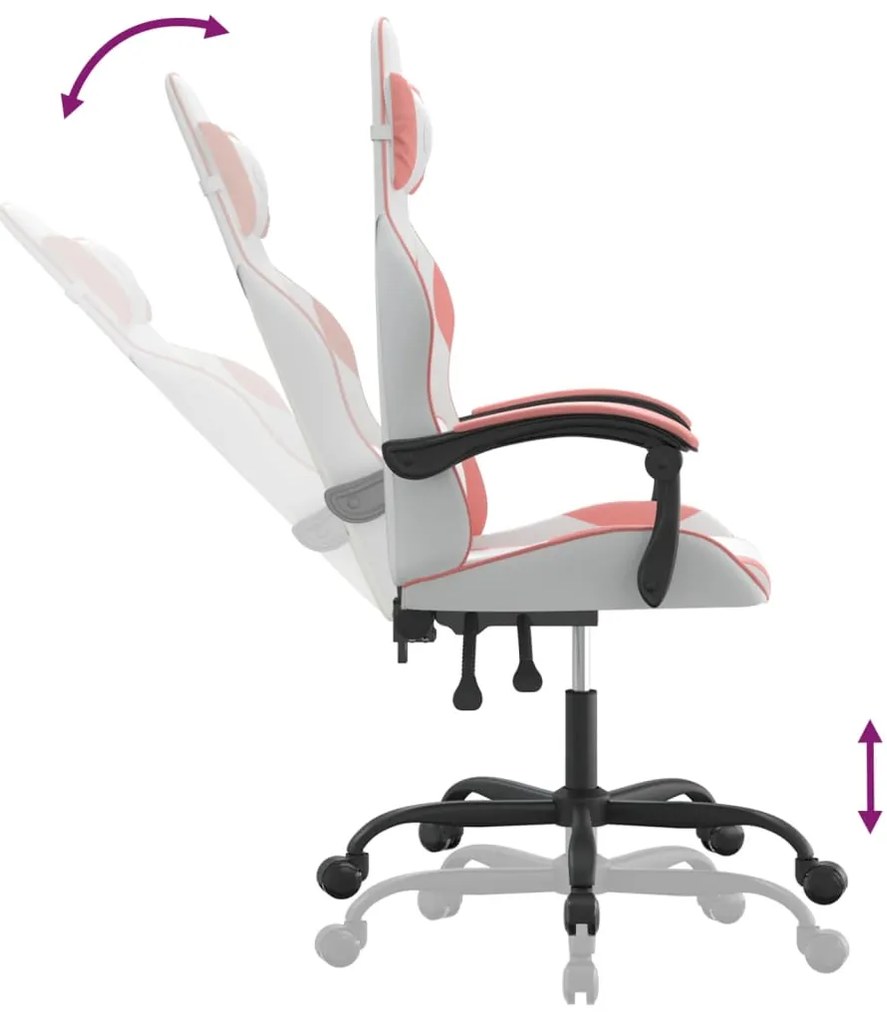Καρέκλα Gaming Λευκό και Ροζ από Συνθετικό Δέρμα - Λευκό