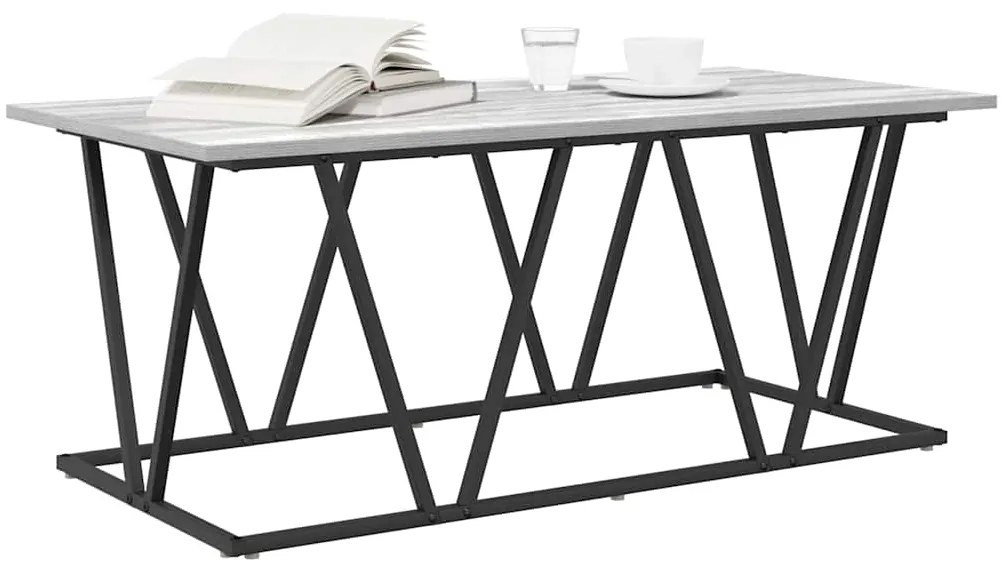 vidaXL Γκρι τραπέζι καφέ 100x50x40 εκ. Φτιαγμένο από επεξεργασμένο ξύλο και μέταλλο