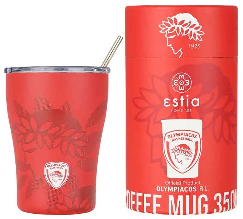 Θερμός με Καλαμάκι  Coffee Mug OLYMPIACOS BC Edition  Estia 350ml