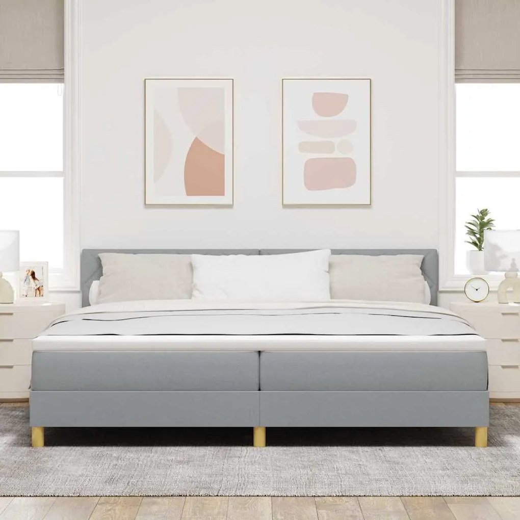 vidaXL Κρεβάτι box spring με στρώμα Ανοιχτό γκρι 200 x 200 cm ύφασμα