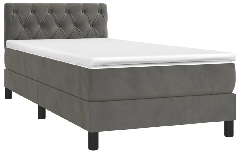 vidaXL Κρεβάτι Boxspring με Στρώμα Σκούρο Γκρι 80x200 εκ. Βελούδινο