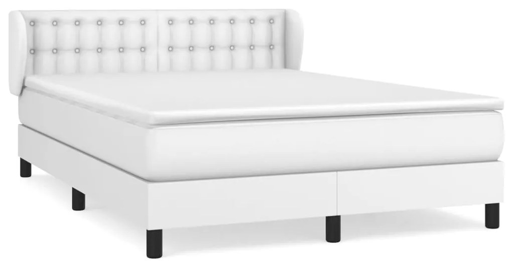 vidaXL Κρεβάτι Boxspring με Στρώμα Λευκό 140x200εκ.από Συνθετικό Δέρμα