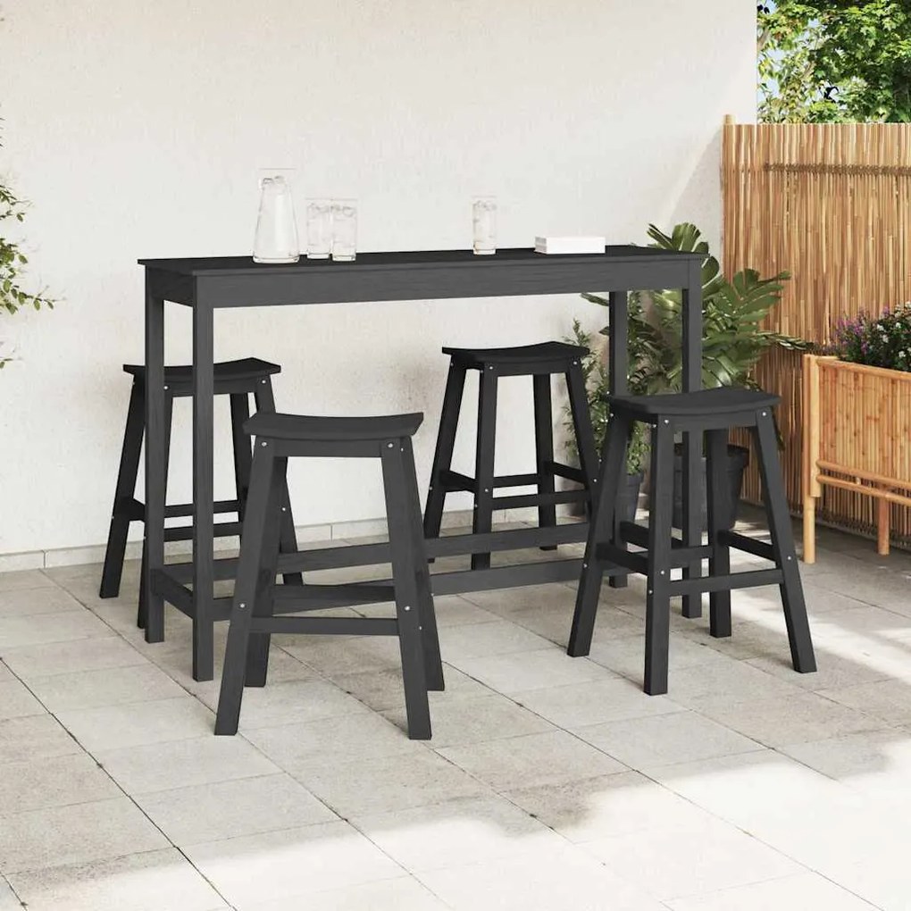 vidaXL Σετ Μπαρ Κήπου 4 pcs Μαύρο HDPE