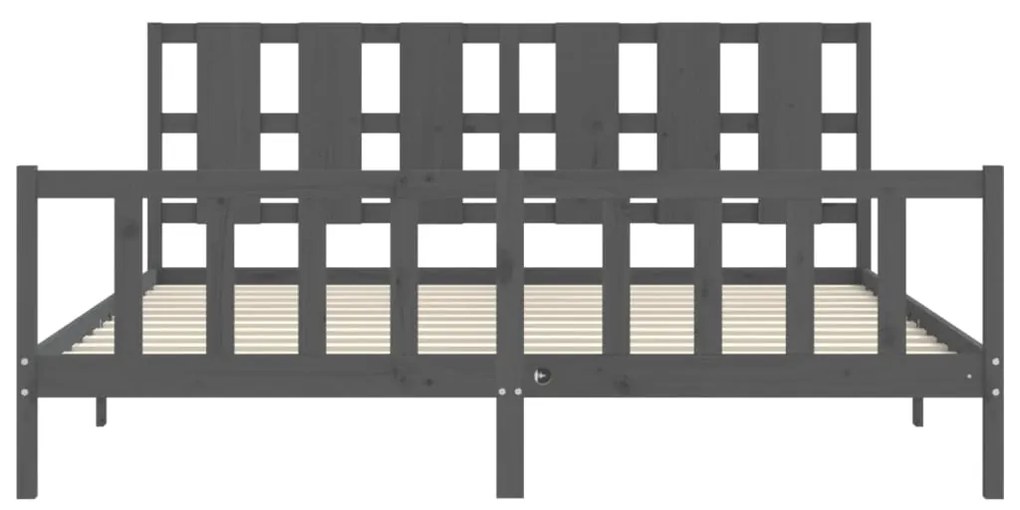 vidaXL Πλαίσιο Κρεβατιού με Κεφαλάρι Γκρι 200x200 εκ. Μασίφ Ξύλο