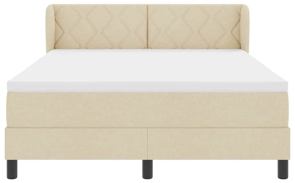 vidaXL Κρεβάτι box spring με στρώμα με στρώμα Κρεμ 140 x 190 cm ύφασμα