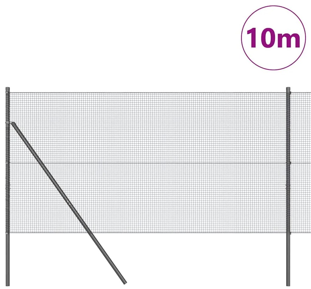 vidaXL Φράκτης με Στυλό Σκούρο Γκρι 10 x 1 μ (δίχτυ 16 x 16 χιλ)