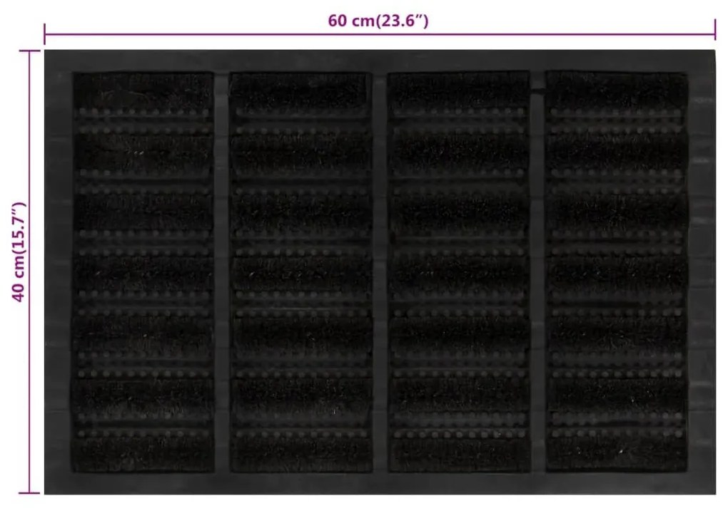 Πατάκι Εισόδου Ορθογώνιο 40 x 60 εκ. Καουτσούκ και Κοκοφοίνικας - Μαύρο
