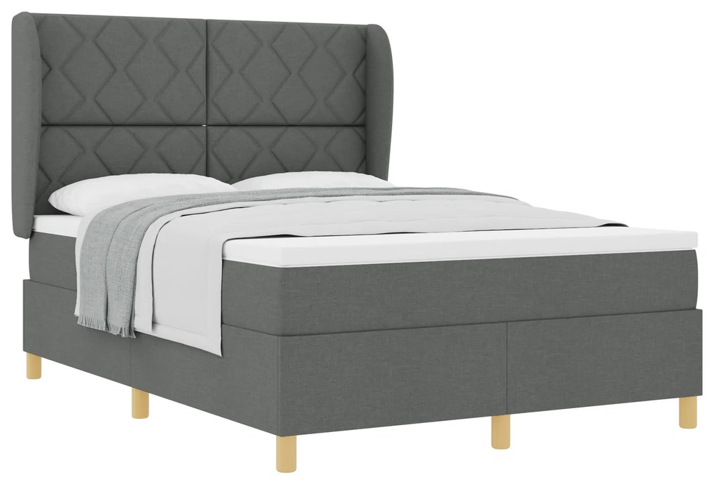vidaXL Κρεβάτι Box Spring με στρώμα  Σκούρο Γκρι 140x200 εκ. Υφασμα