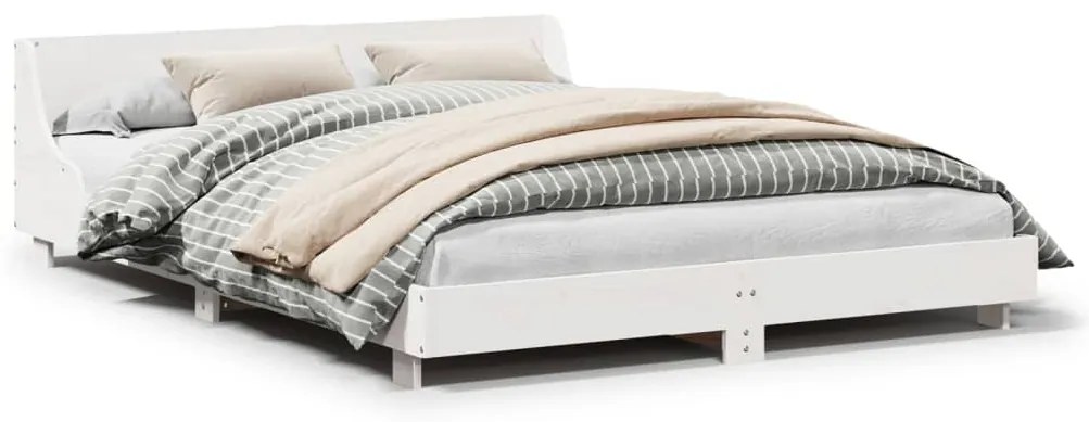 vidaXL Σκελετός Κρεβ. Χωρίς Στρώμα Λευκό 135x190 εκ Μασίφ Πεύκο