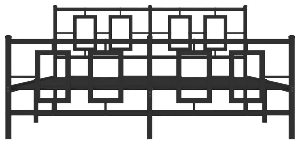 Πλαίσιο Κρεβατιού με Κεφαλάρι&amp;Ποδαρικό Μαύρο 150x200εκ. Μέταλλο - Μαύρο
