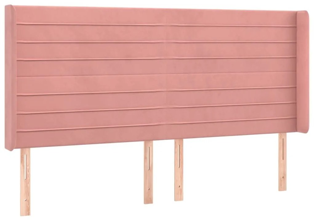 Κεφαλάρι με Πτερύγια Ροζ 183x16x118/128 εκ. Βελούδινο - Ροζ