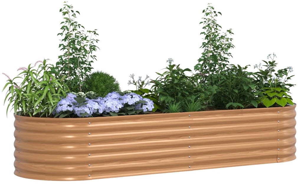 vidaXL Υπερυψωμένη Ζαρντινιέρα Καφέ 240 x 80 x 44 cm Ατσάλι