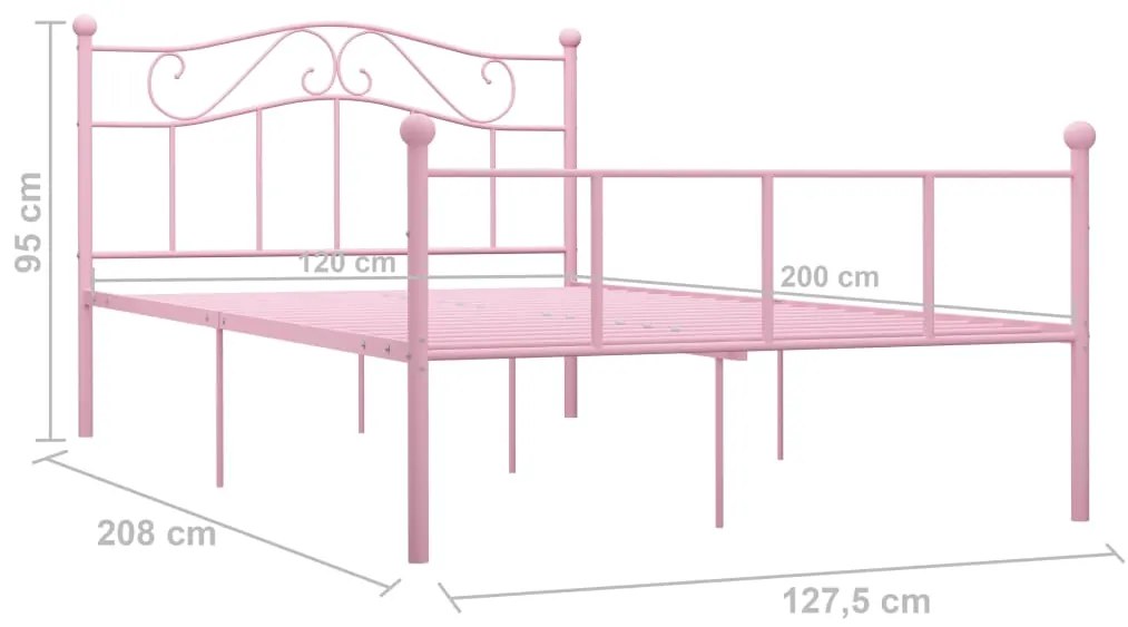 vidaXL Πλαίσιο Κρεβατιού Ροζ 120 x 200 εκ. Μεταλλικό