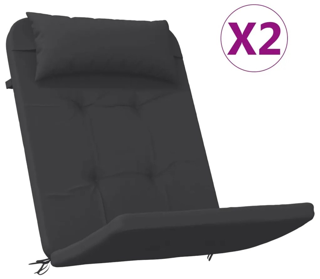 vidaXL Μαξιλάρια Καρέκλας Adirondack 2 τεμ. Μαύρα από Ύφασμα Oxford