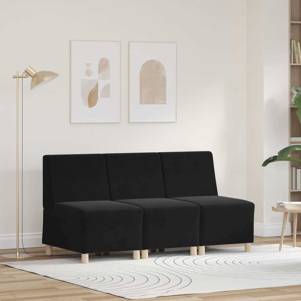 vidaXL Καναπέδες 3 pcs Μαύρο 55 x 74 x 82 εκ. Βελούδο
