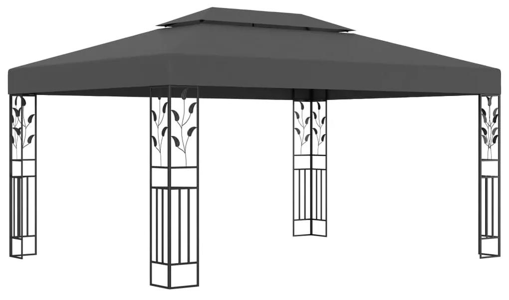 vidaXL Κιόσκι με Διπλή Οροφή και Φωτάκια LED Ανθρακί 3 x 4 μ.