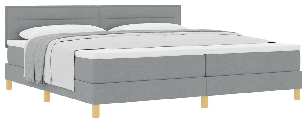 vidaXL Box Spring Bed με Στρώμα Ανοιχτό Γκρι 200x200 cm Ύφασμα