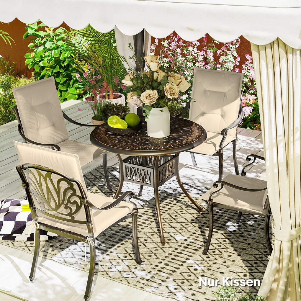 Outsunny Σετ 4 τεμαχίων Μαξιλάρια Καθίσματος 108 x 50 x 5 cm Μαξιλάρια Καρέκλας με κορδόνια, Μπεζ