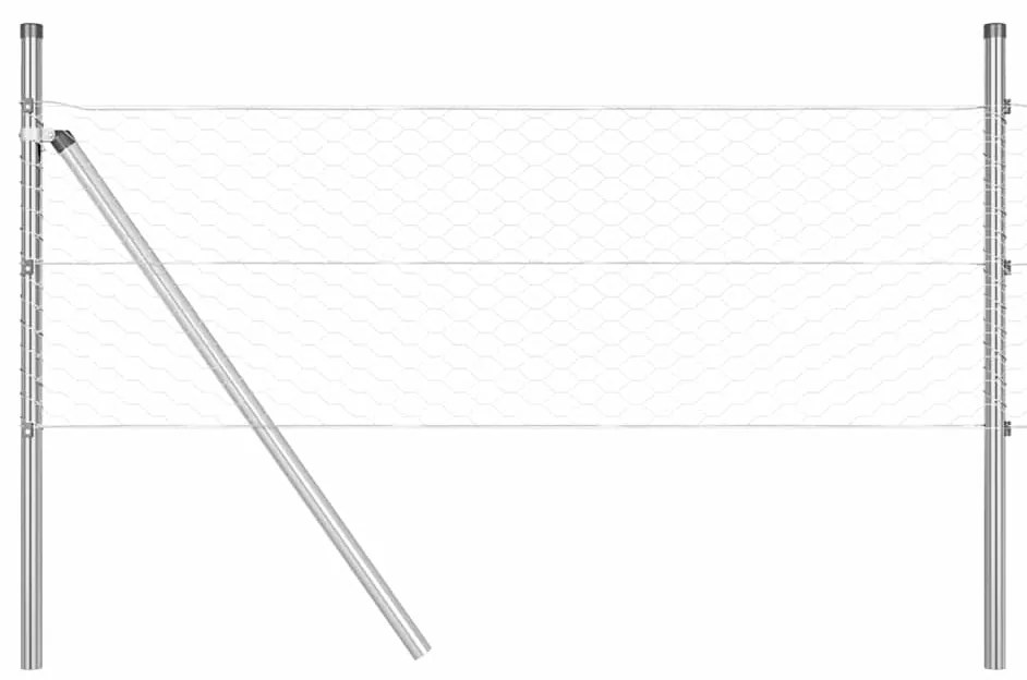 vidaXL Φράχτης με Στήλες. Ασημί 0.8 x 25 m Ατσάλι με επικάλυψη PVC