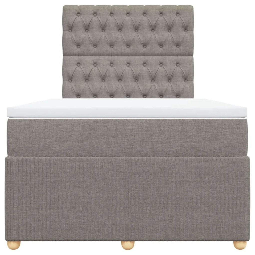 Κρεβάτι Boxspring με Στρώμα Taupe 120x200 εκ. Υφασμάτινο - Μπεζ-Γκρι