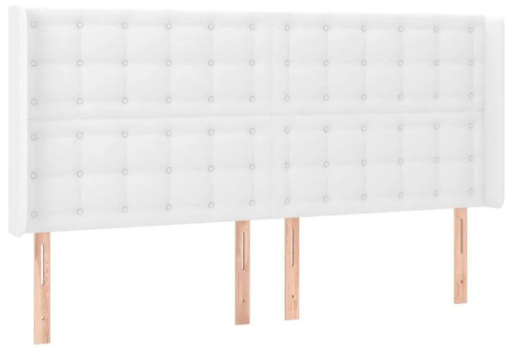 Κεφαλάρι με Πτερύγια Λευκό 183x16x118/128 εκ. Συνθετικό Δέρμα - Λευκό