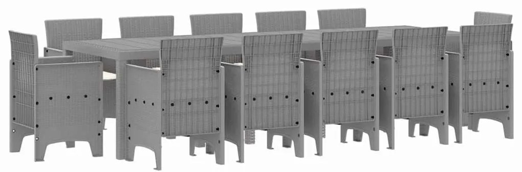 vidaXL Σέτ φαγητού για κήπο με μαξιλάρι 13 pcs Ανοιχτό γκρι