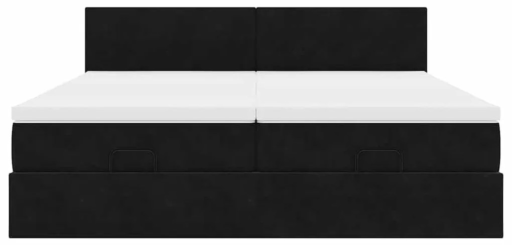 vidaXL Οθωμανικό κρεβάτι με στρώματα Μαύρο 180x200cm Velvet