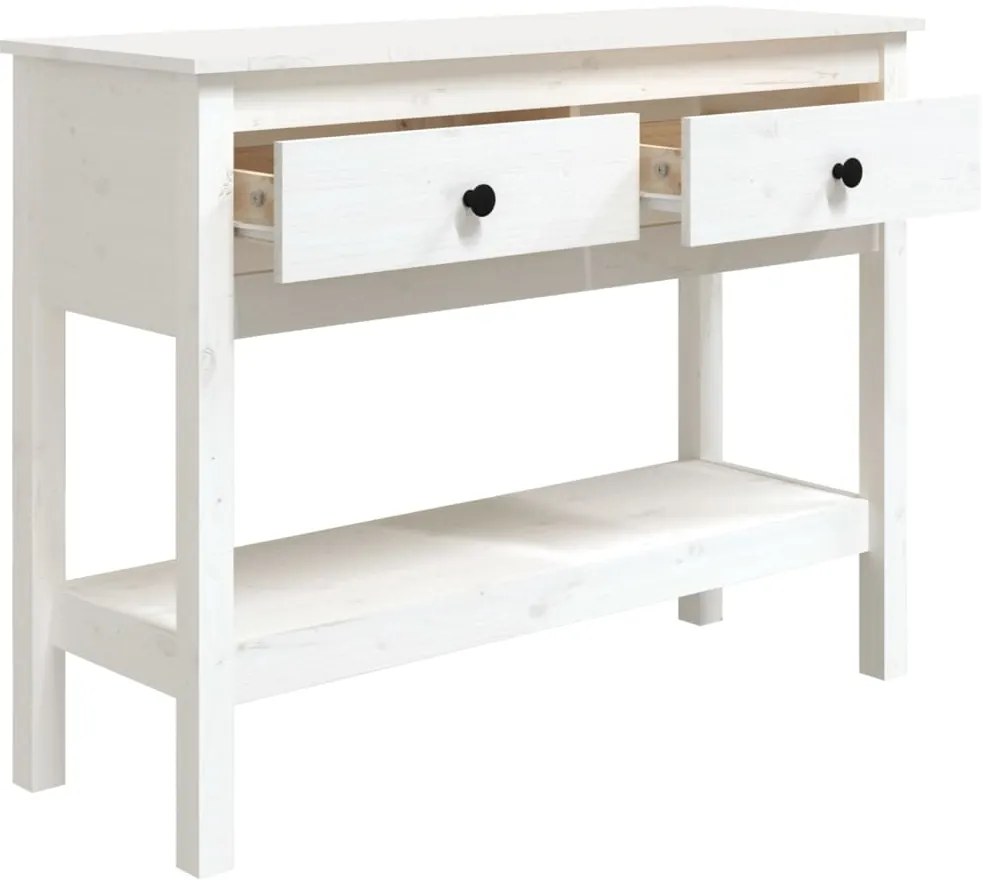 vidaXL Τραπέζι Κονσόλα Λευκό 100 x 35 x 75 εκ. από Μασίφ Ξύλο Πεύκου