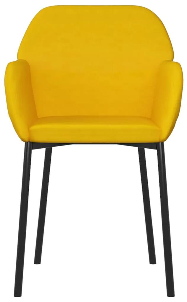 vidaXL Καρέκλες Τραπεζαρίας 2 τεμ. Κίτρινες Βελούδινες