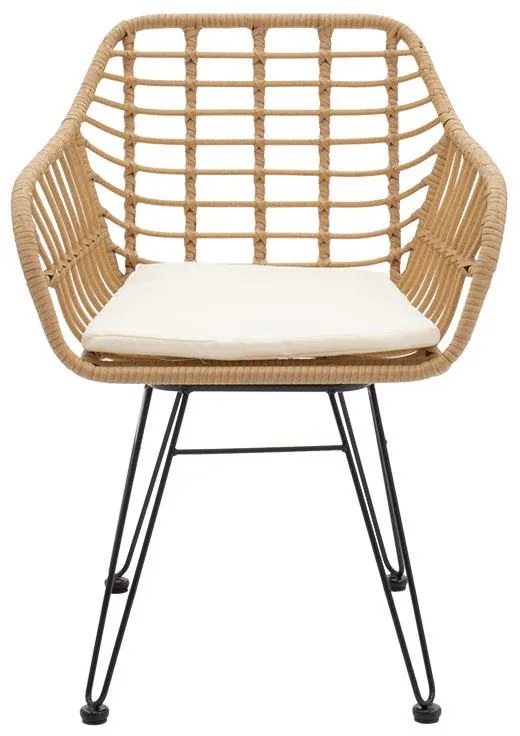 Καρέκλα - Πολυθρόνα Naoki μαύρο μέταλλο-φυσικό pe 59x57x81 εκ.