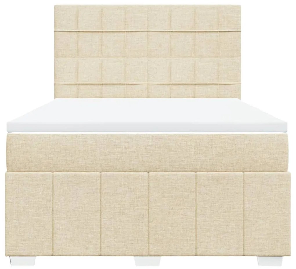 vidaXL Κρεβάτι Boxspring με Στρώμα Κρεμ 160x200 εκ. Υφασμάτινο