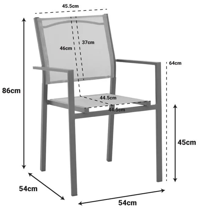 Καρέκλα - Πολυθρόνα Confidence λευκό μέταλλο και λευκό textilene 54x54x86 εκ. 54x54x86 εκ.
