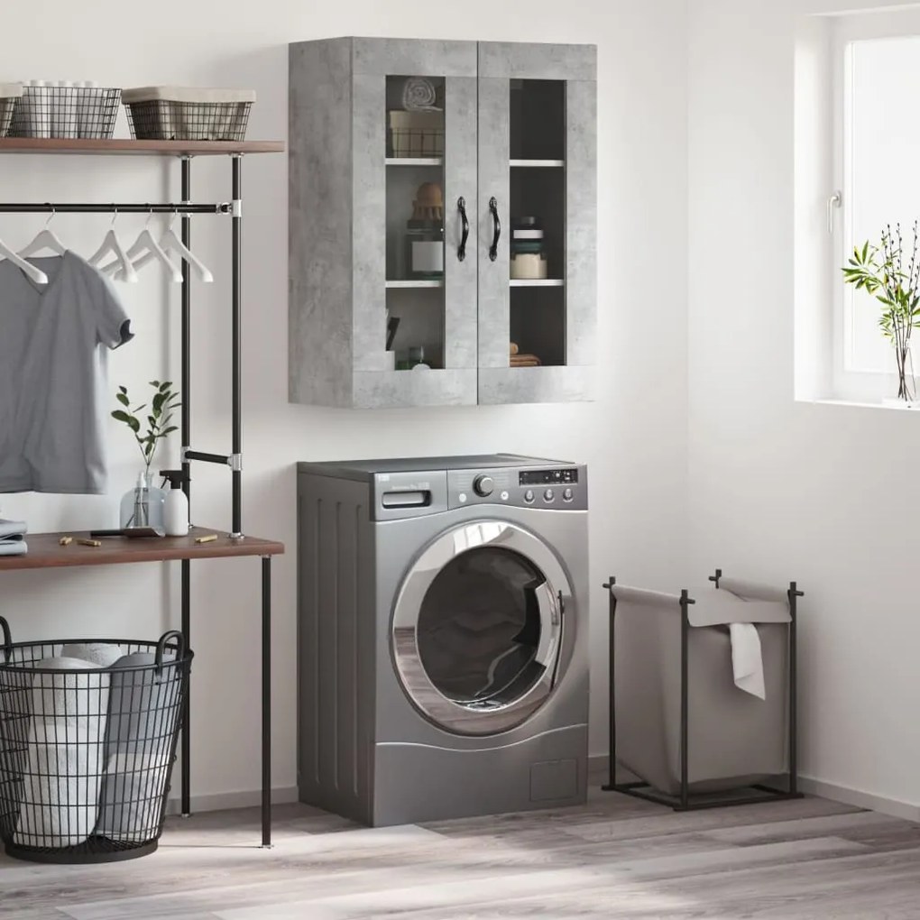 vidaXL Ντουλάπι Επιτοίχιο Γκρι Σκυροδεμ. 69,5x34x90 εκ. Επεξεργ. Ξύλο