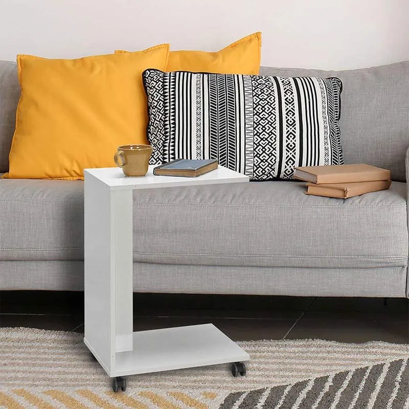 Βοηθητικό τραπέζι C-Shaped Megapap χρώμα λευκό gloss 35x45x65εκ.