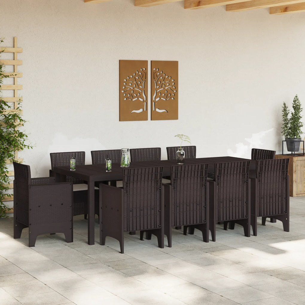 vidaXL Σετ Τραπεζαρίας Κήπου 11 pcs Καφέ 250 x 100 x 73 εκ
