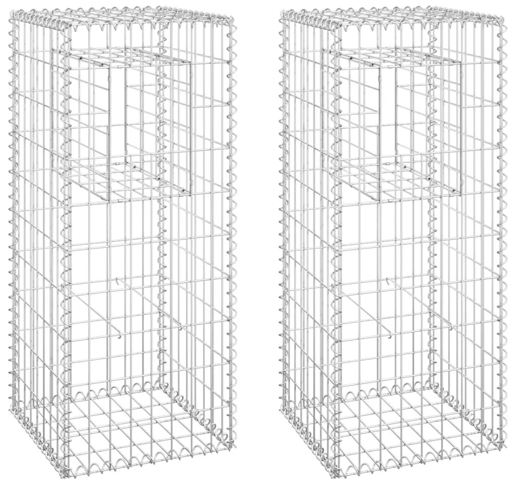 Συρματοκιβώτια Στύλοι 2 τεμ. 40 x 40 x 100 εκ. Σιδερένιοι
