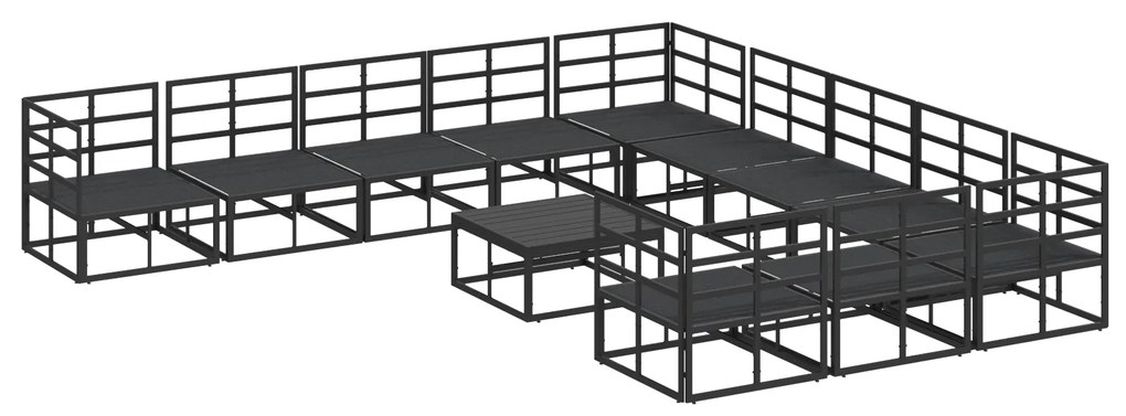 vidaXL Σετ Καναπέ Κήπου με μαξιλάρι 12 pcs Μαύρο Αλουμίνιο