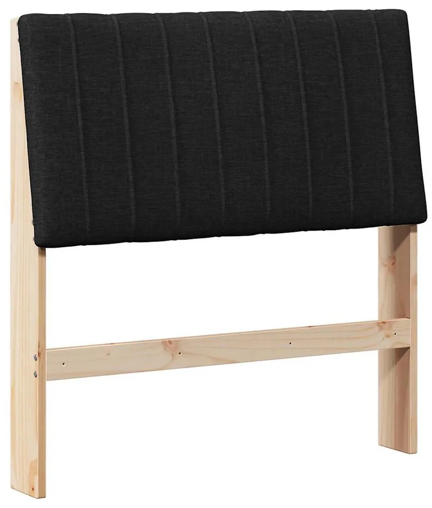vidaXL Ταπετσαρισμένο κεφαλάρι Μαύρο 90 cm Στερεά ξυλεία πεύκου