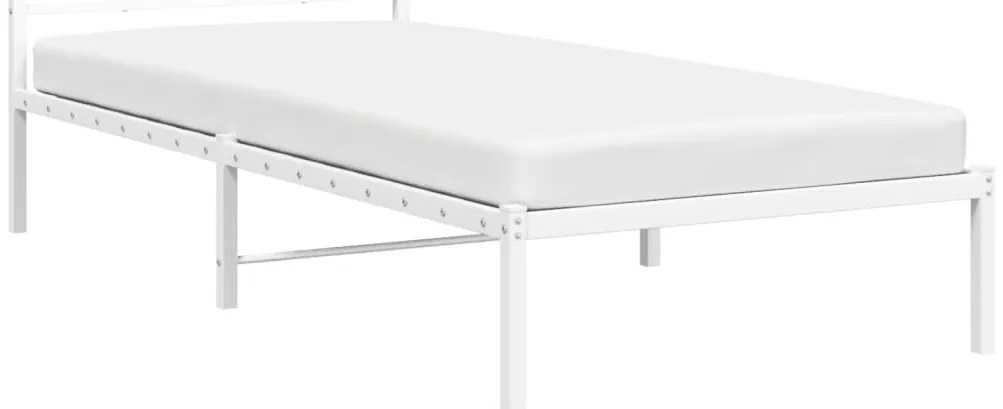 vidaXL Πλαίσιο Κρεβατιού με Κεφαλάρι Λευκό 90 x 190 εκ. Μεταλλικό