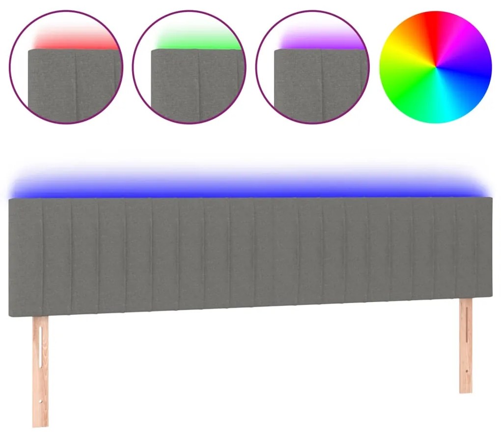 vidaXL Κεφαλάρι Κρεβατιού LED Σκούρο Γκρι 200x5x78/88 εκ. Υφασμάτινο