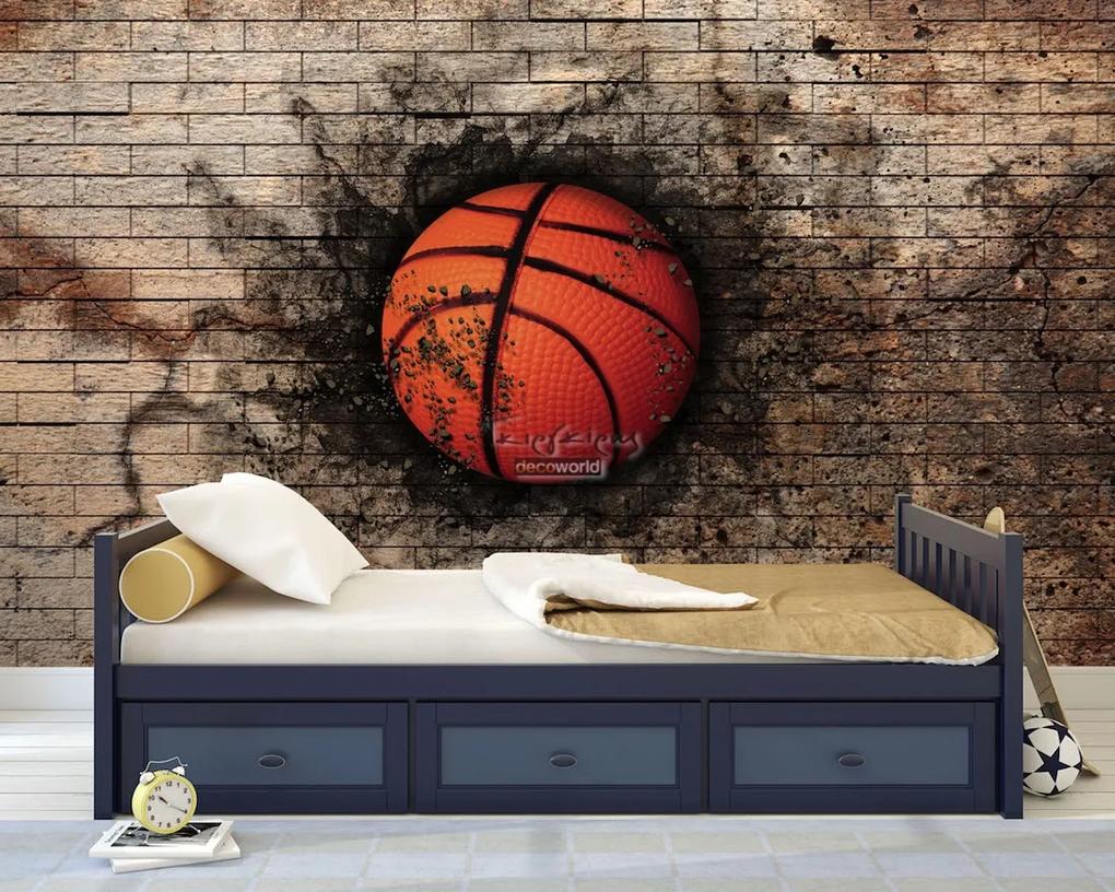 Ταπετσαρία τοίχου ετοίμων διαστάσεων μπάλα μπάσκετ σε τούβλα 07418Q 100cm x 150cm