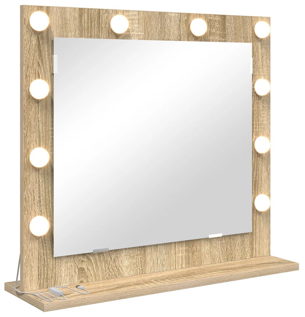 vidaXL Καθρέφτης Vanity με Φώτα LED Sonoma Oak 60x55x18 εκ.