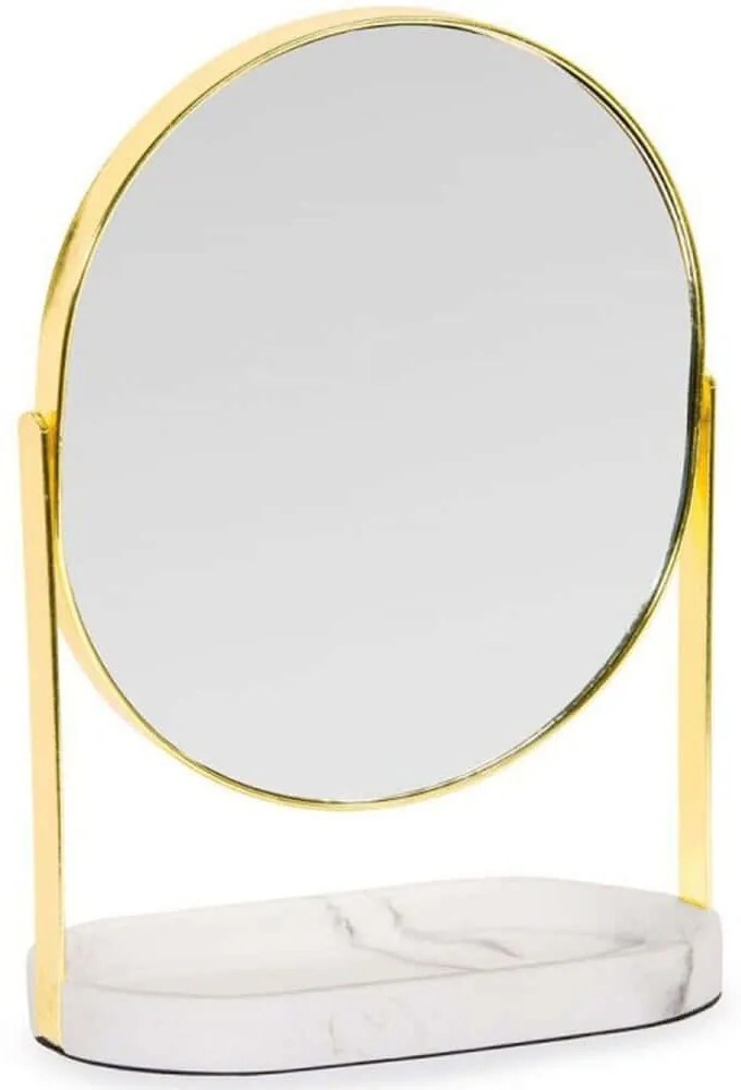 Καθρέπτης Επιτραπέζιος AH-BA21050 18x10x25,5cm Marble Effect White-Gold Andrea House Μέταλλο,Polyresin