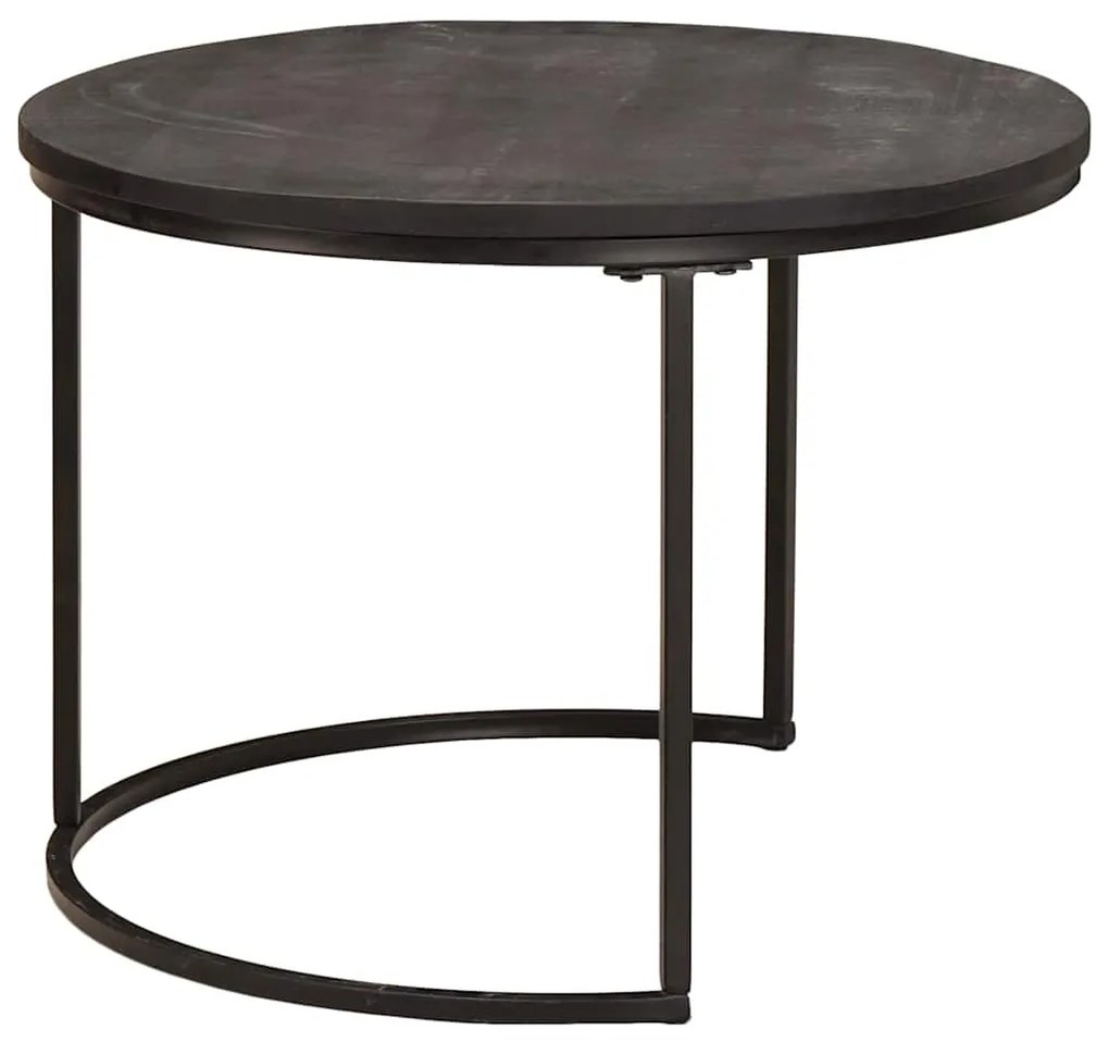 vidaXL Τραπεζάκια Καφέ Στερεών 3 pcs Μασίφ ξύλο μάνγκο και χάλυβας